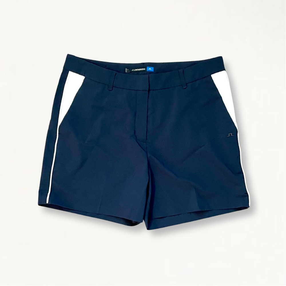 SOLD J. Lindeberg Gwen Short Micro Women’s Athletic Golf Shorts Navy + White - Picture 2 of 16